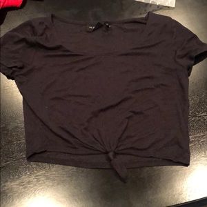 Cropped lined T black